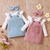 Conjunto Jardineira tecido infantil + blusa manga longa - loja online