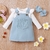 Conjunto Jardineira tecido infantil + blusa manga longa - loja online