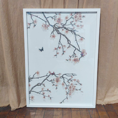 1 cuadro Cerezo (Blanco) 50 x 70, con vidrio, marco blanco - 40% off (Entrega Inmediata)