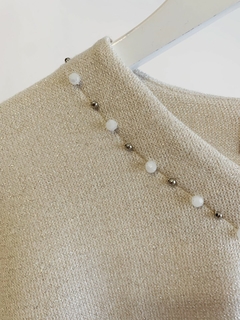 Pull AMBERES lurex con pidras bordadas y escote en V (5602) - tienda online