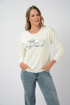 Remera VIENA "stay beautiful" con cristales (5607) - comprar online