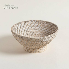 Centro mesa/canasta bamboo/rattan 29x14cm bco