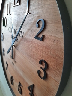 Reloj 90 cm madera envejecida y chapa - comprar online