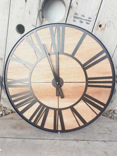Reloj 60 cm madera y hierro
