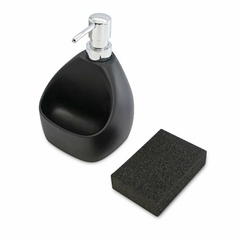 Dispenser c/porta esponja negro poliresina - comprar online