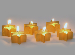 SET 6 VELAS ESTRELLITAS ORO