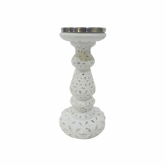 Setx2 Candelabro de vidrio bco 26CM