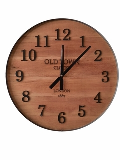 Reloj 60 cm madera envejecida y chapa