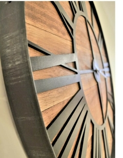 Reloj 60 cm madera y hierro - comprar online