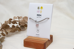 Pulsera Tauro, piedra Cuarzo Rosa con engarce - tienda online