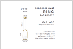 PD LD5057 - PENDENTE OVAL RING 1XE27 - comprar online