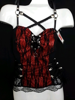 Corset de Encaje fondo Rojo