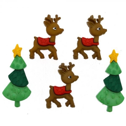 Botones decorativos navidad renos y pinos