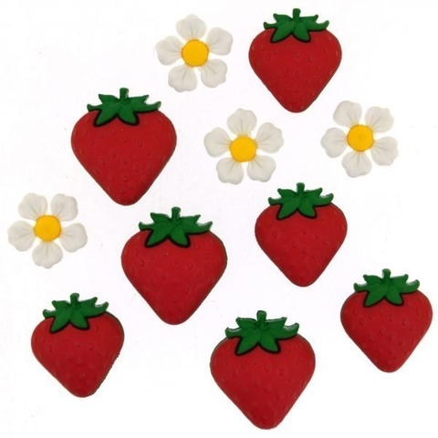 Botones decorativos frutillas y flores