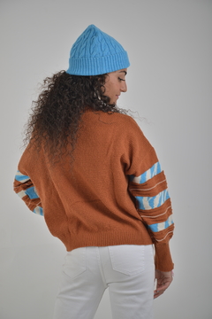 Sweater Robinson // Café c/ turquesa - comprar online