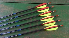 Flechas Carbono - Spine 700 - Skylon Radius - VANES PLÁSTICAS - vermelho/amarelo - comprar online