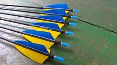 Flechas Carbono Spine 700 - Skylon Radius - PENAS NATURAIS 3" - azul/amarelo - comprar online
