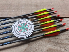 Flechas Carbono - Spine 900 - Skylon Radius - VANES PLÁSTICAS - vermelho/amarelo