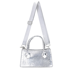 Cartera Mini Croco Plateada