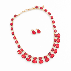 CONJUNTO PIEDRAS ROJO DOBLE OVALO