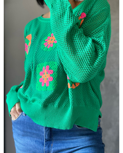 Sweater calado Patchwork print