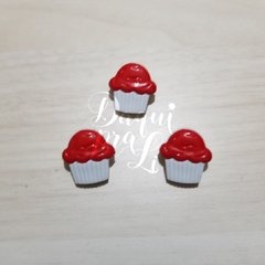 Botão Cupcake Vermelho/BRanco ( 6 Unid) - comprar online