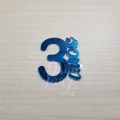 Aplique Azul Espelhado - Número com Anos (1 unid)