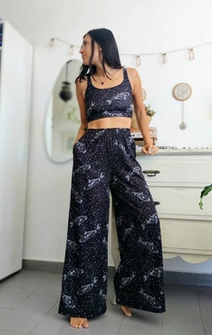 Pantalon Wide Leg Verano ballena negro