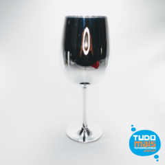 Taça de Vidro p\ Vinho Cromada 580ml - Silver