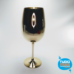 Taça de Vidro p\ Vinho Cromada 580ml - Gold