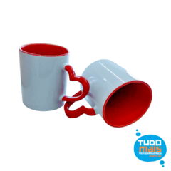 Caneca Cerâmica 325ml - Alça coração - Int/Alça Vermelha - comprar online