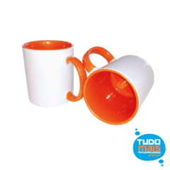 Caneca Cerâmica Alça e Interior Laranja - LIVE - comprar online