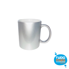 Caneca Cerâmica 325 ML Perolada Prata