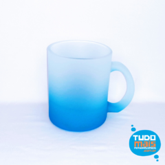 Caneca Vidro Fosco Degrade Azul Claro 325 ml