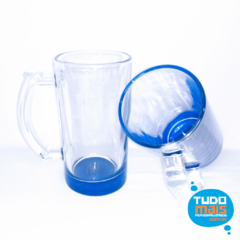 Caneca Chopp Vidro Cristal 475ml - Base Azul Escuro - comprar online