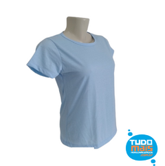 Camiseta Baby Look GG Poliéster Azul Claro - comprar online
