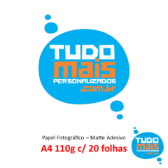 Papel Fotográfico Matte A4 Adesivo 110g c/ 20 folhas