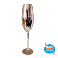 Taça de vidro Cristal p/ Champagne cromada Rose