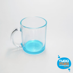Caneca de Vidro Incolor - Azul Ciano 300ml