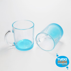 Caneca de Vidro Incolor - Azul Ciano 300ml - comprar online
