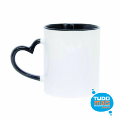 Caneca Cerâmica 325ml - Alça coração - Int/Alça Preta