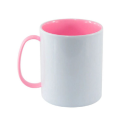 Caneca Polímero Alça e Interior Rosa - AD