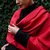 Wool & Cotton shawl scarf - Red