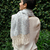 Chal de pura lana de llama punto espiga (celeste y blanco) - comprar online