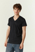 Camiseta Negra Tres Ases Manga Corta 100% Algodón Fino Escote V Art.79