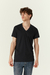 Camiseta Negra Tres Ases Manga Corta 100% Algodón Fino Escote V Art.79 - comprar online