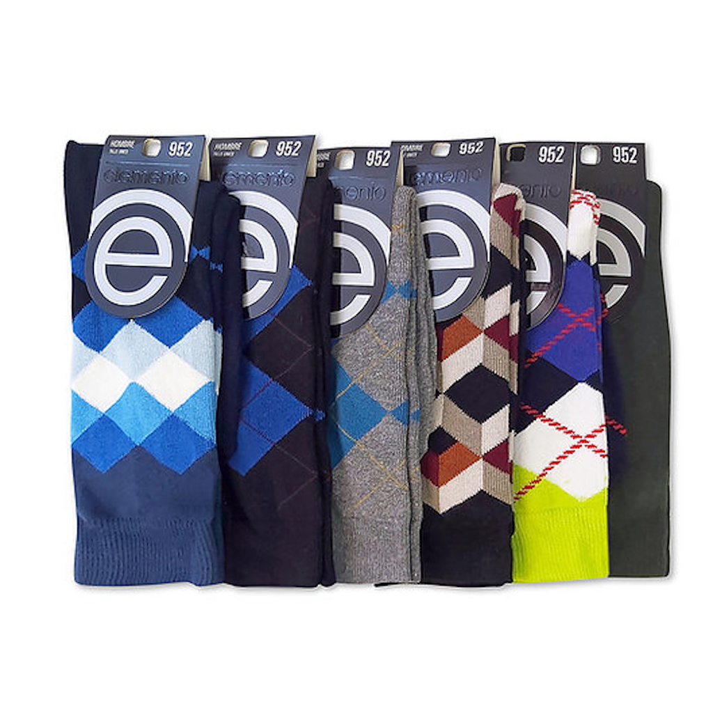 Pack Por Mayor 6 Medias Elemento Media Cana Algodon Fantasia Vestir Casual
