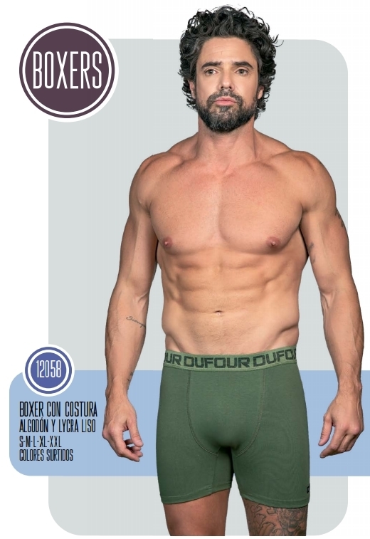 Pack 3 Boxer Dufour Algodon y Lycra Con Elastico Exterior Liso Hombre Art. 12058