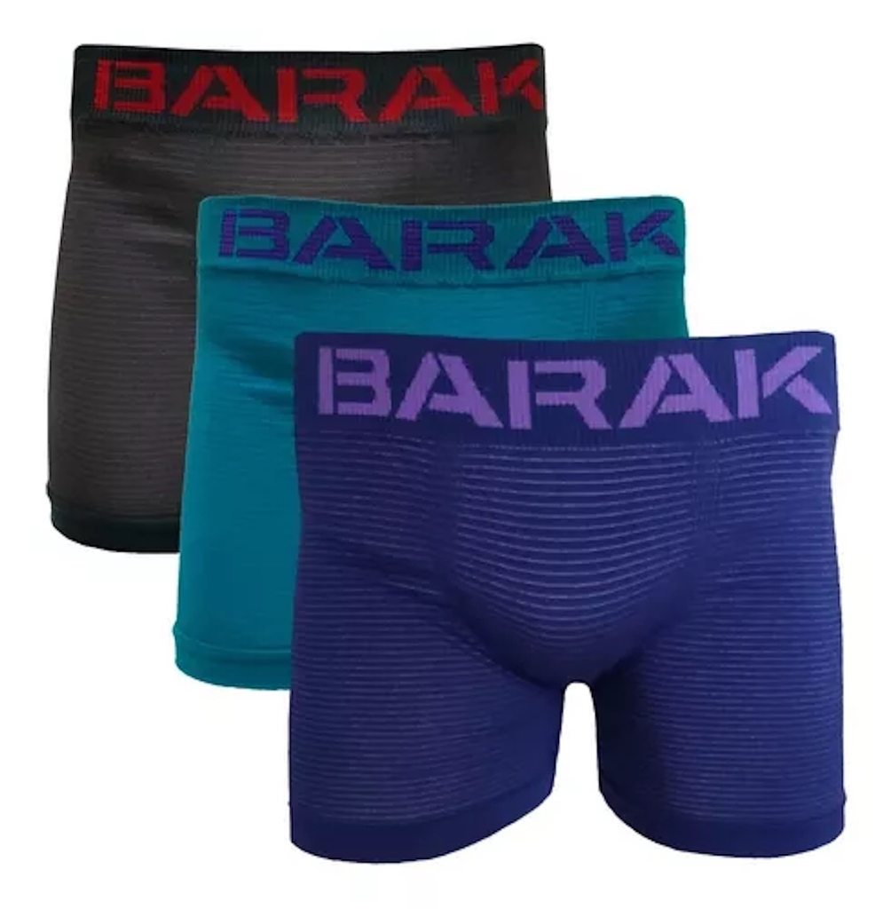 Pack Por Mayor 6 Boxer Barak Sin Costura Algodon y Lycra Rayado Juvenil T12 16 Art.220