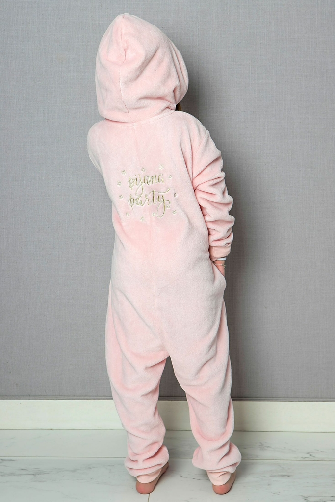 Pijama Mono Enterito Con Capucha Bianca Peluche Coral Fleece Nena Art.21508